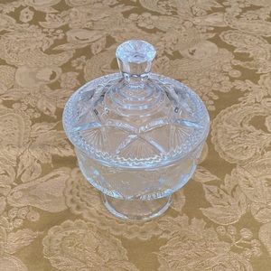 Footed glass candy dish with lid